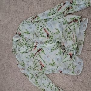 Equipment Sheer Tie Front Blouse Size Large